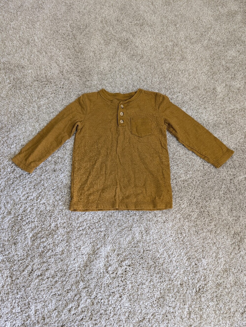 Cat & Jack Mustard Long-Sleeve Henley Top - 3T